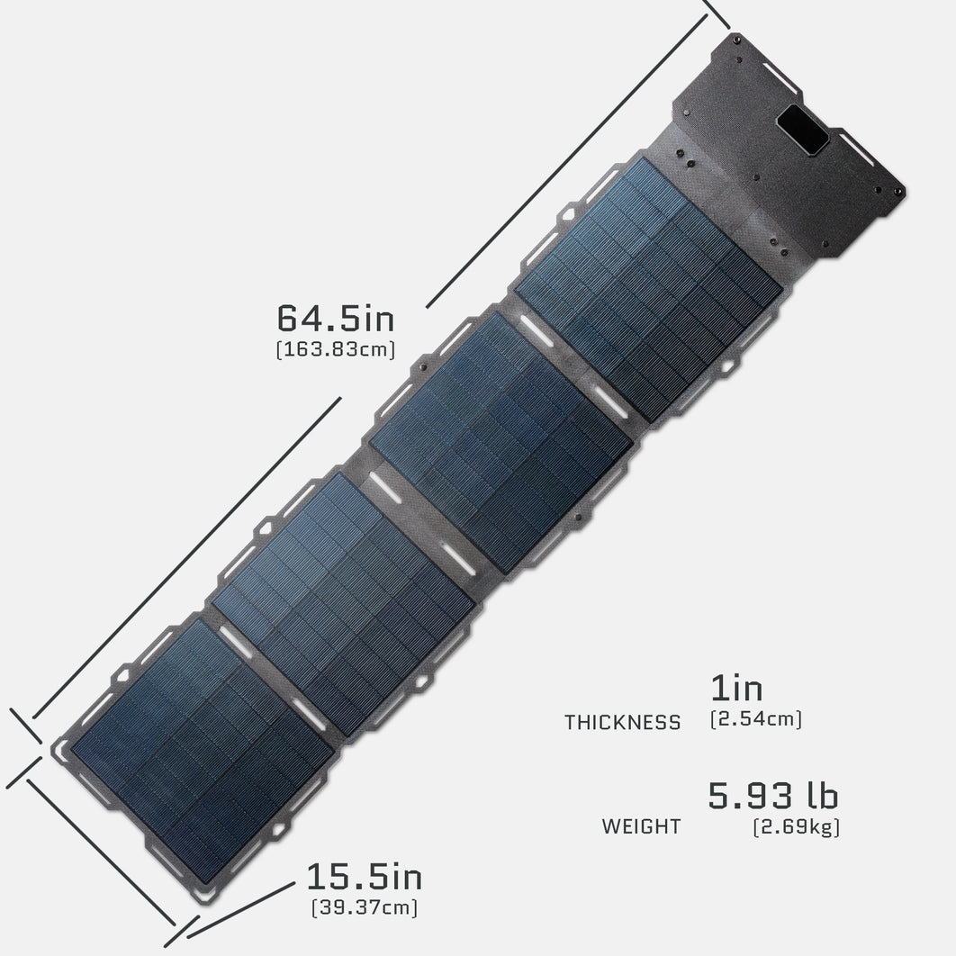 Lightweight foldable Spectre 56W solar panel with Photo-Skyn technology.
