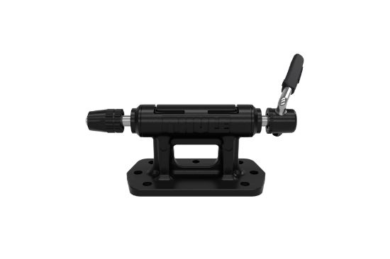 Fork-mount block supports 9mm quick release and multiple thru axle sizes