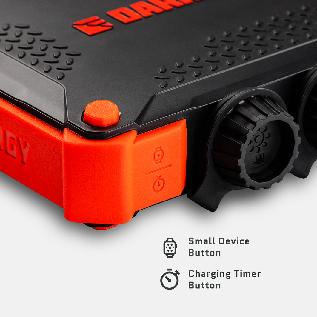 Extreme weather portable power bank with LED battery indicators and surge protection