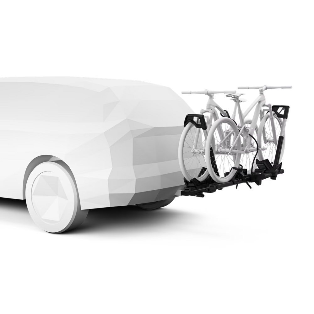 Thule Verse tilt function in action – Easy rear cargo access with bikes loaded.