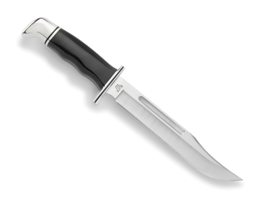 Long blade hunting knife with clip point blade