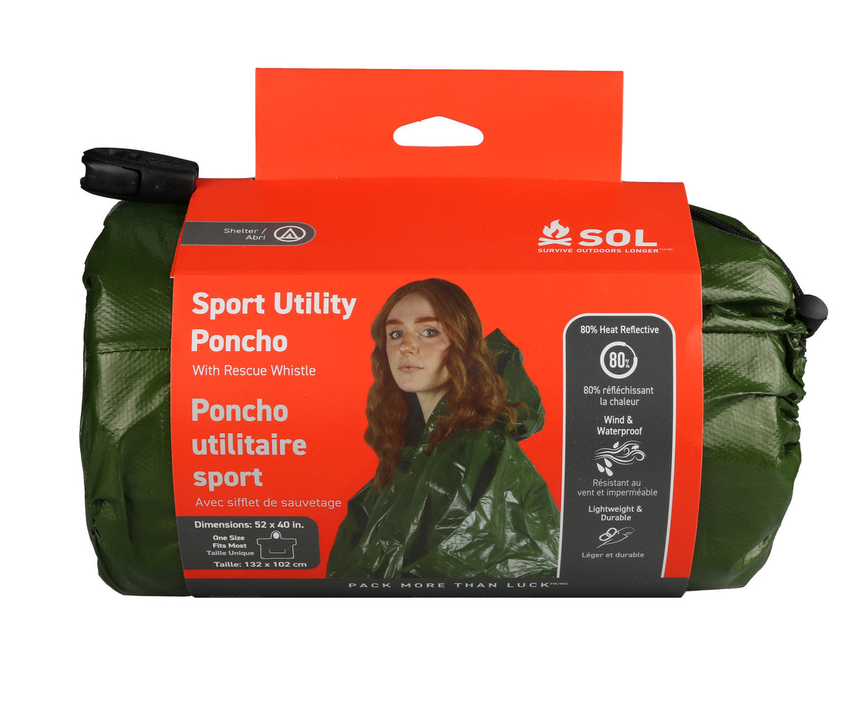 SOL Sport Utility Poncho with 80% heat-reflective interior