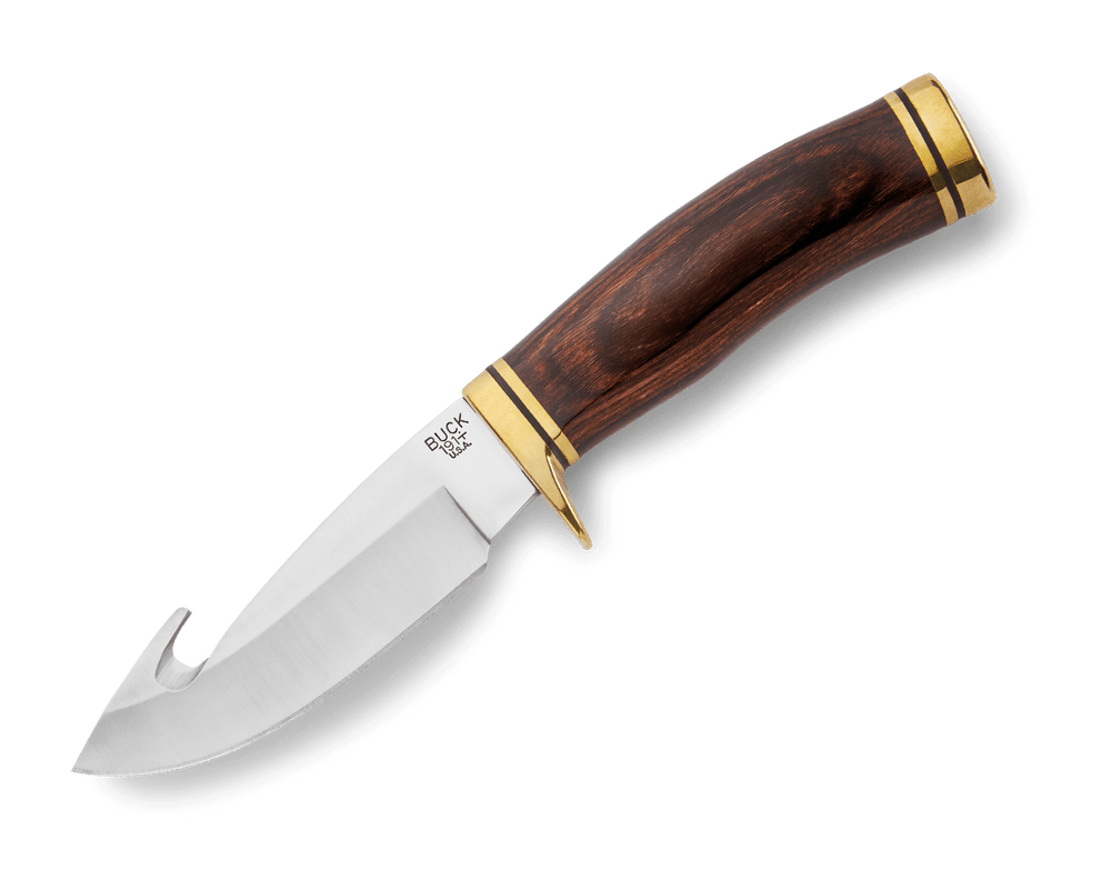 Buck Zipper Knife with 4.25-inch 420HC guthook blade and walnut DymaLux handle