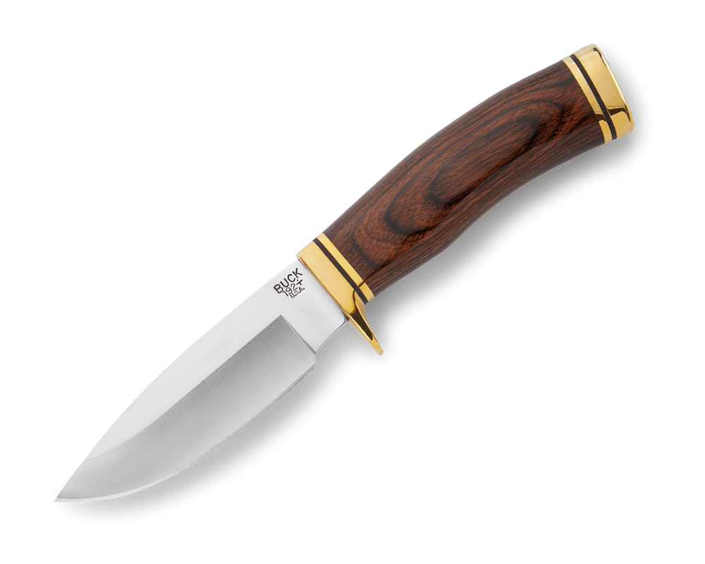 Buck Vanguard fixed blade hunting knife with walnut handle and brass guard