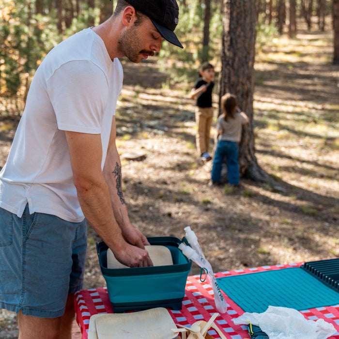Adventure Ready BPA-free collapsible camp sink with dual carry handles