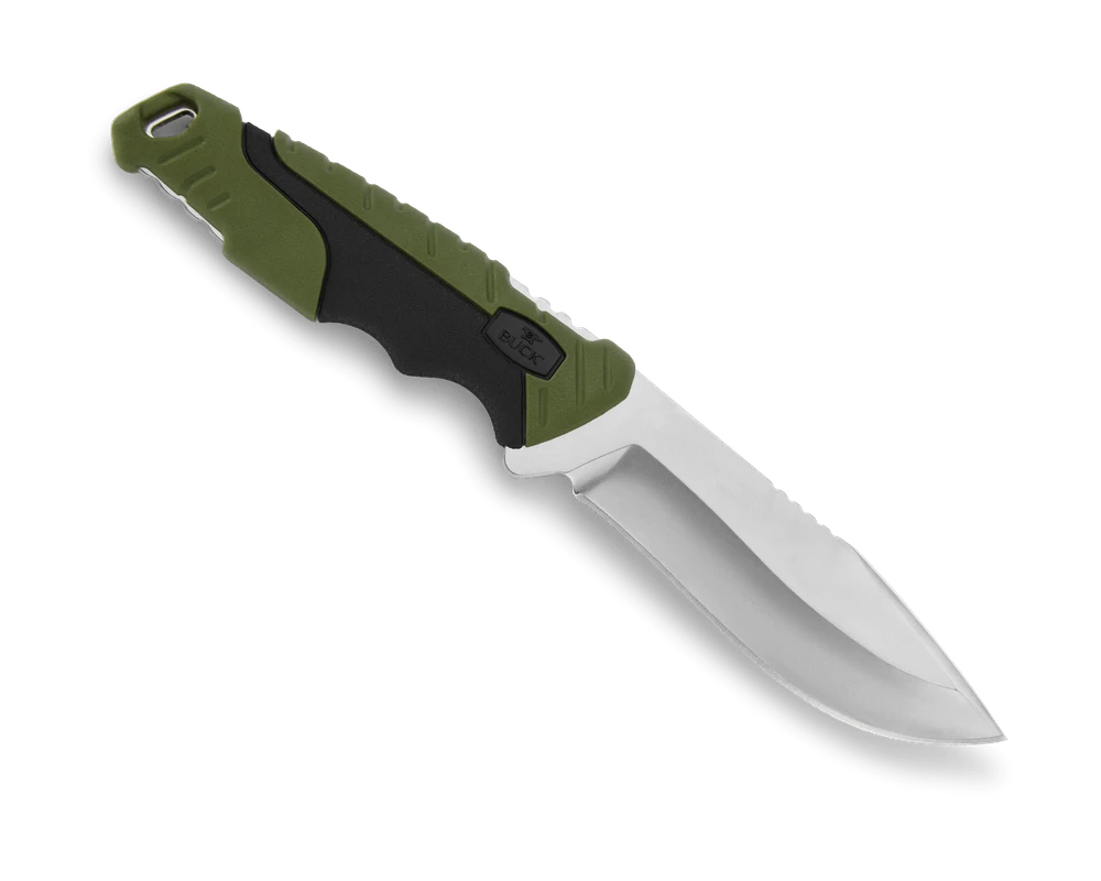 Buck Pursuit Large 4.5 inch 420HC fixed blade hunting knife with drop point blade and Versaflex handle