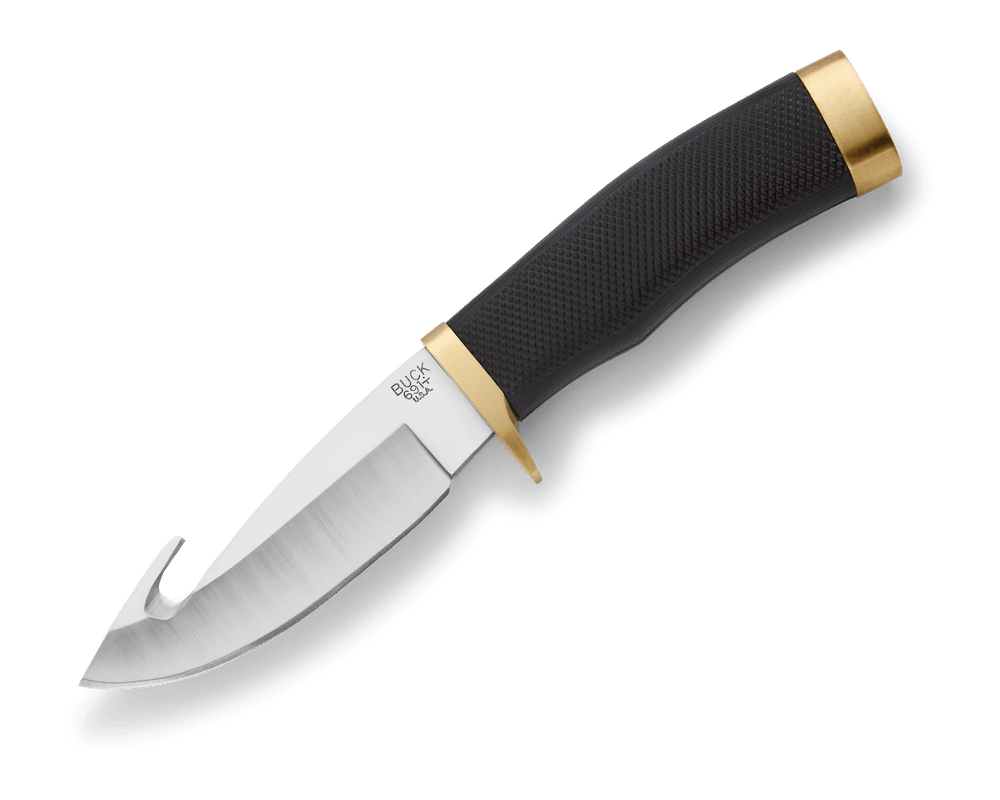 Buck Zipper Guthook Knife with 420HC steel blade and textured rubber handle