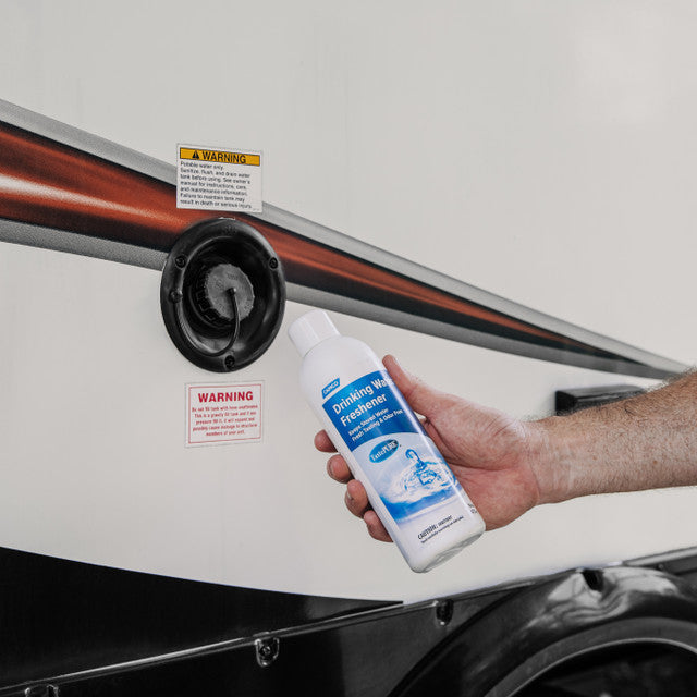Camco TastePURE Freshener prevents algae and slime in RV water tanks