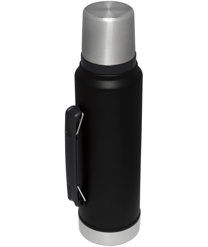 Slim, rugged vacuum-insulated bottle with a sleek one-handed grip design, perfect for hot or cold drinks