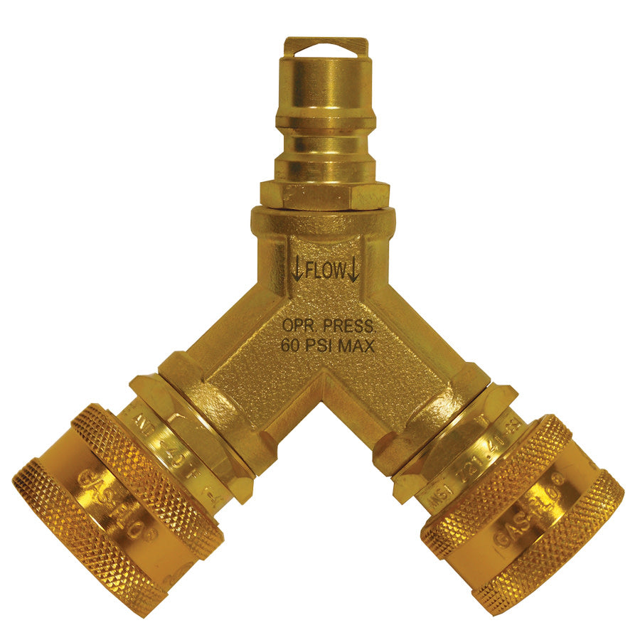 Gasflo 1/4 Y split for RV quick connect