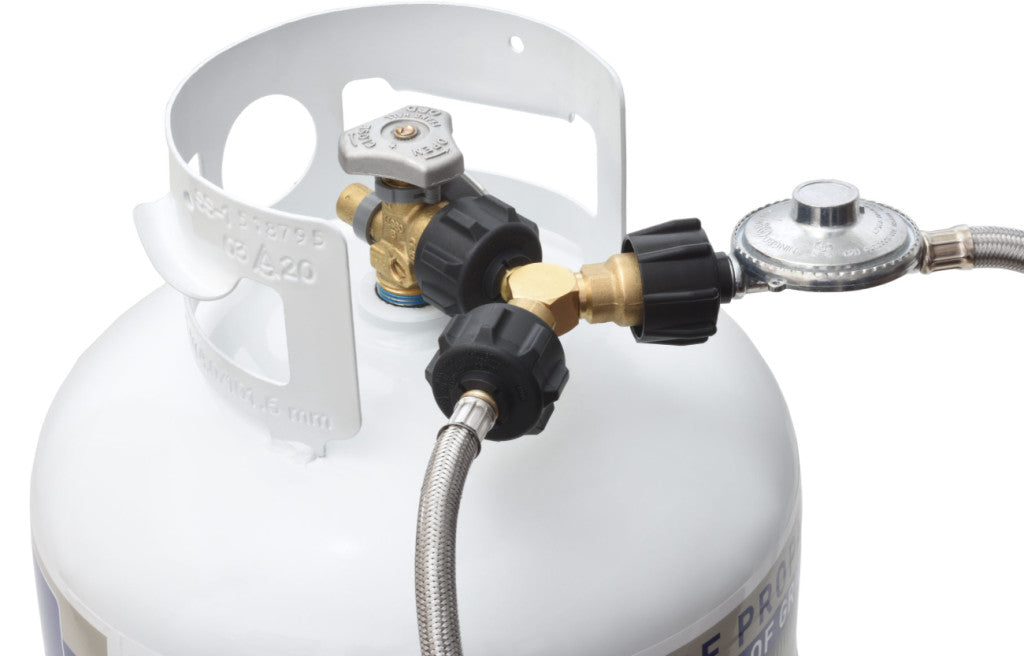 AB225 Y-Splitter propane adapter for connecting two appliances to one propane tank