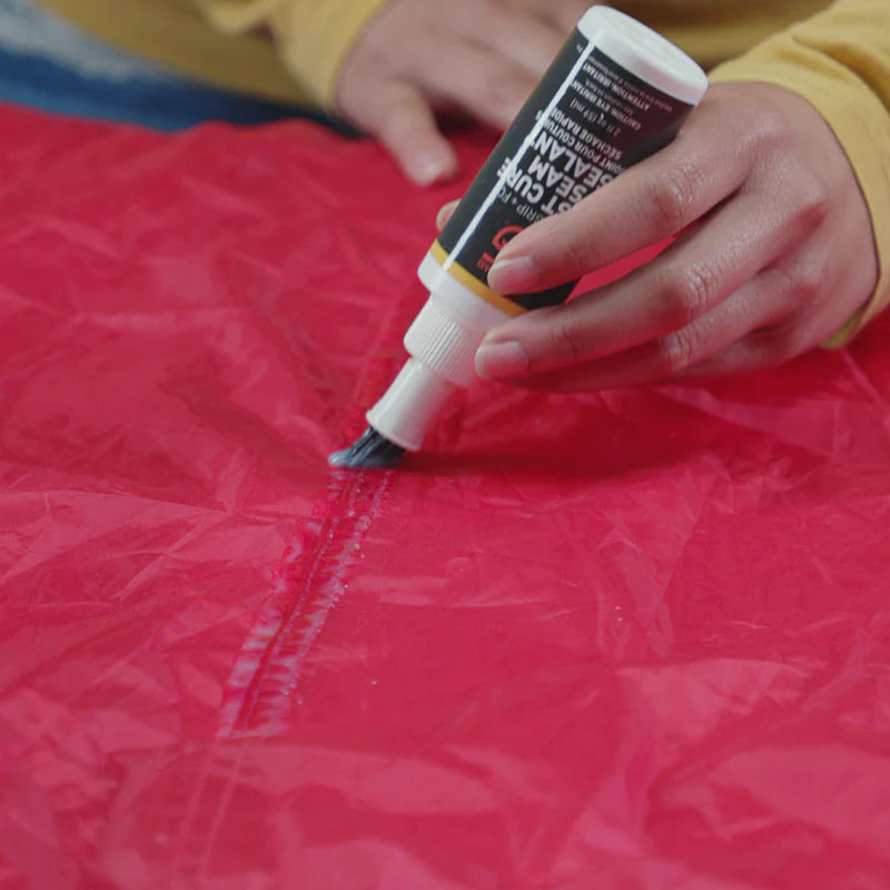 Fast-curing tent seam sealant for nylon tents, tarps, and camping shelters