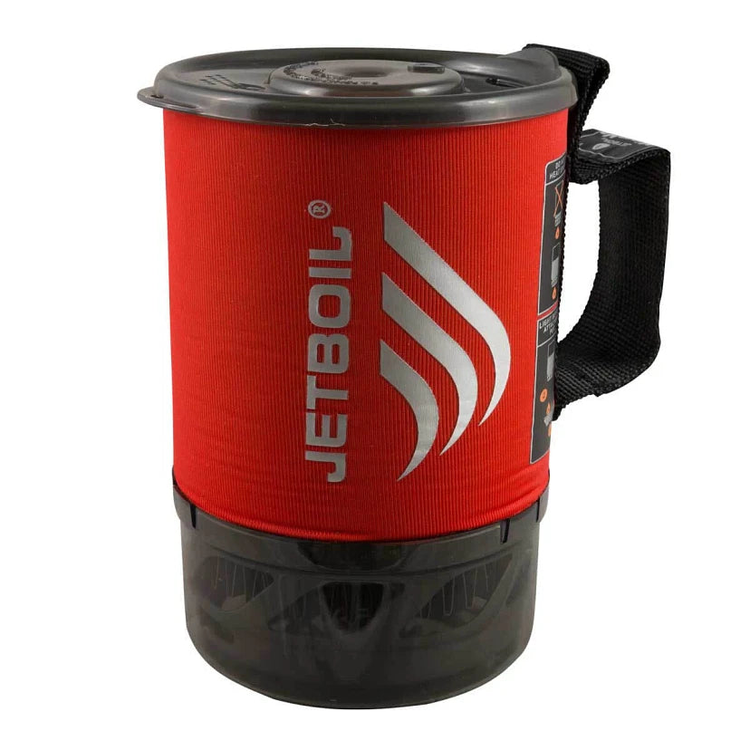 Jetboil MicroMo compact camp stove packed to 4.1 x 6.25 inches for easy storage in backpacks