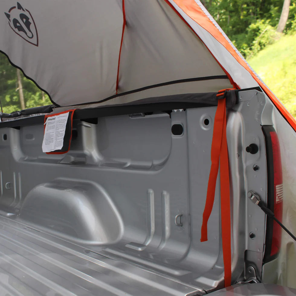 Truck Tent featuring a sky view vent and glow-in-the-dark zipper pulls for convenience.