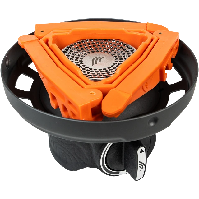 A close-up of the improved easy-turn valve with a position indicator, along with the textured grip zone for secure handling.