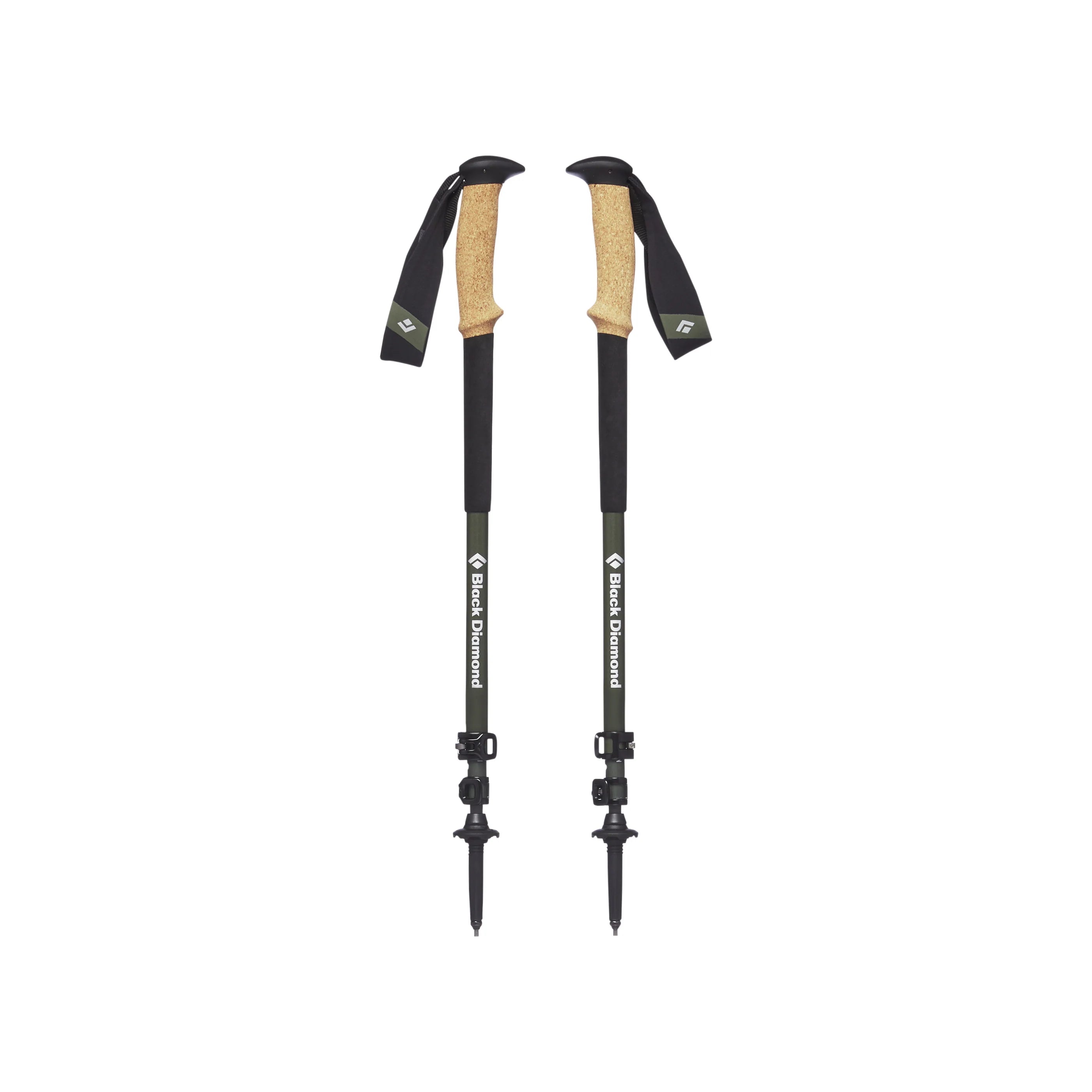 Black Diamond Carbon Cork trekking poles with carbon fiber shafts and cork grip