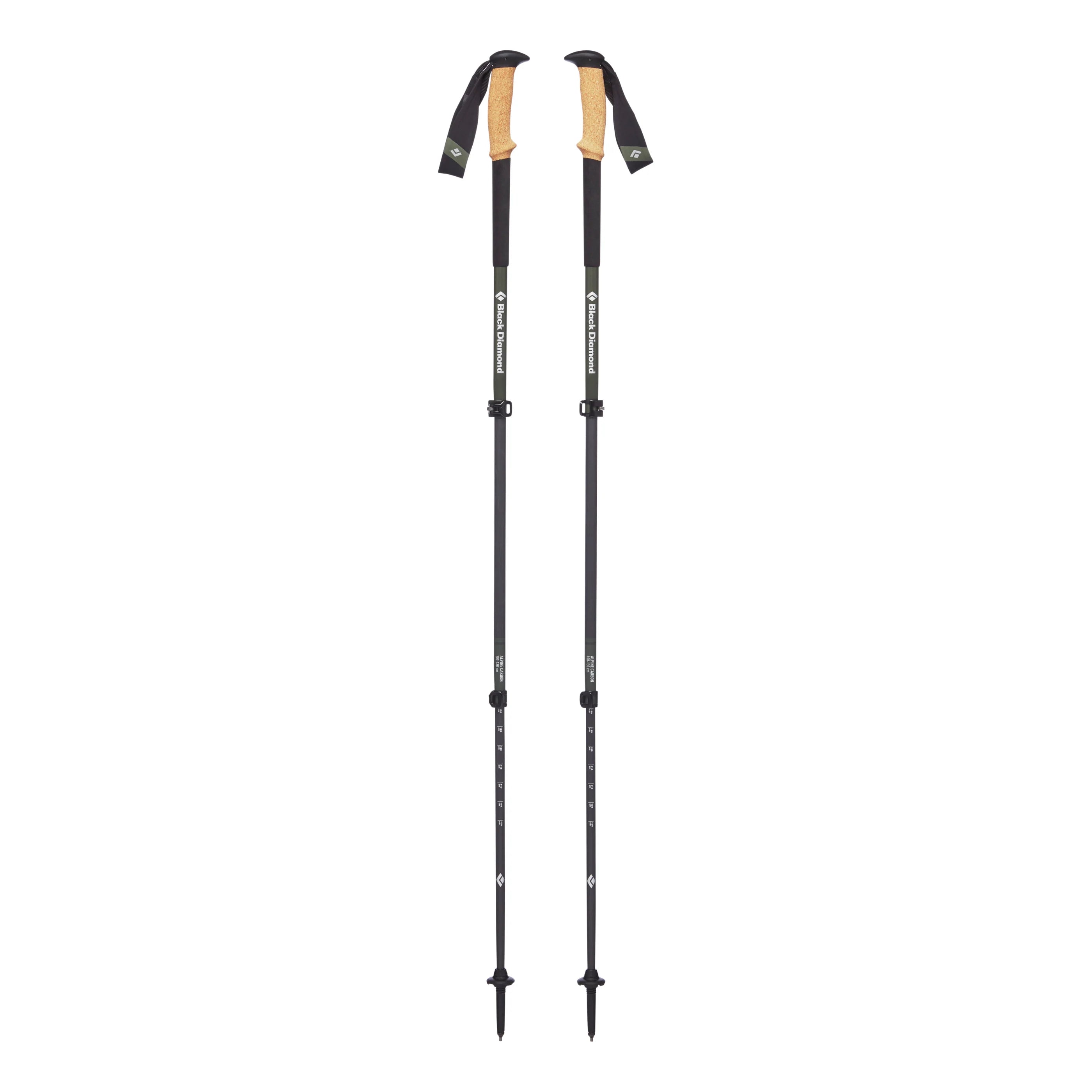 Lightweight carbon fiber trekking poles for hiking and alpine terrain