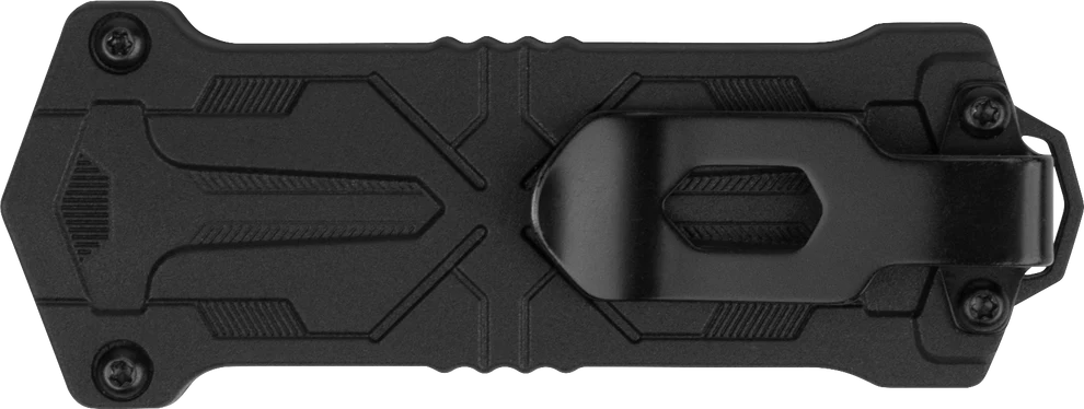 Manual out-the-front Kershaw Kapsule knife with sliding button lock and 1.9-inch plain edge blade