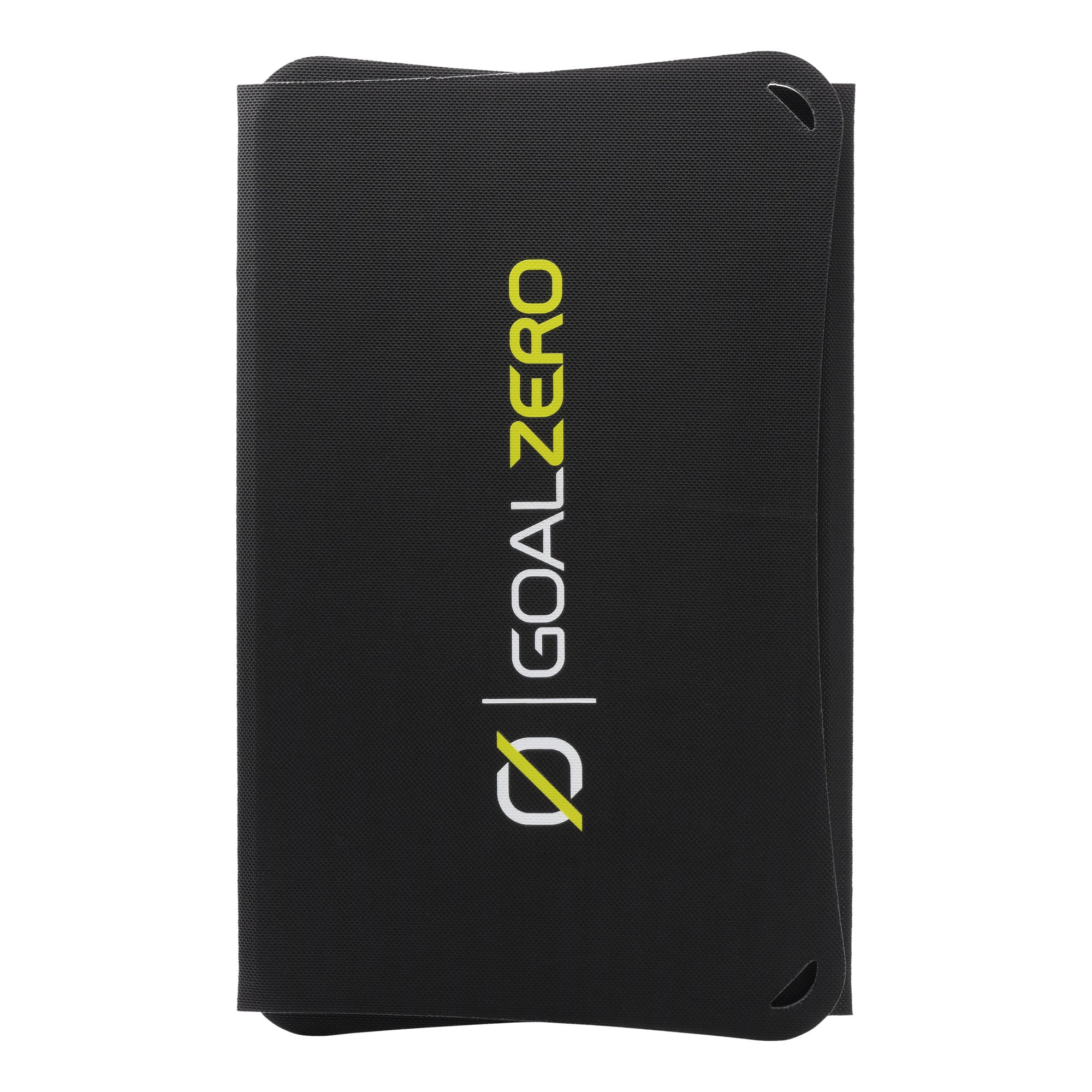 Lightweight Goal Zero Nomad 20 solar charger unfolded showing solar cells and support legs.