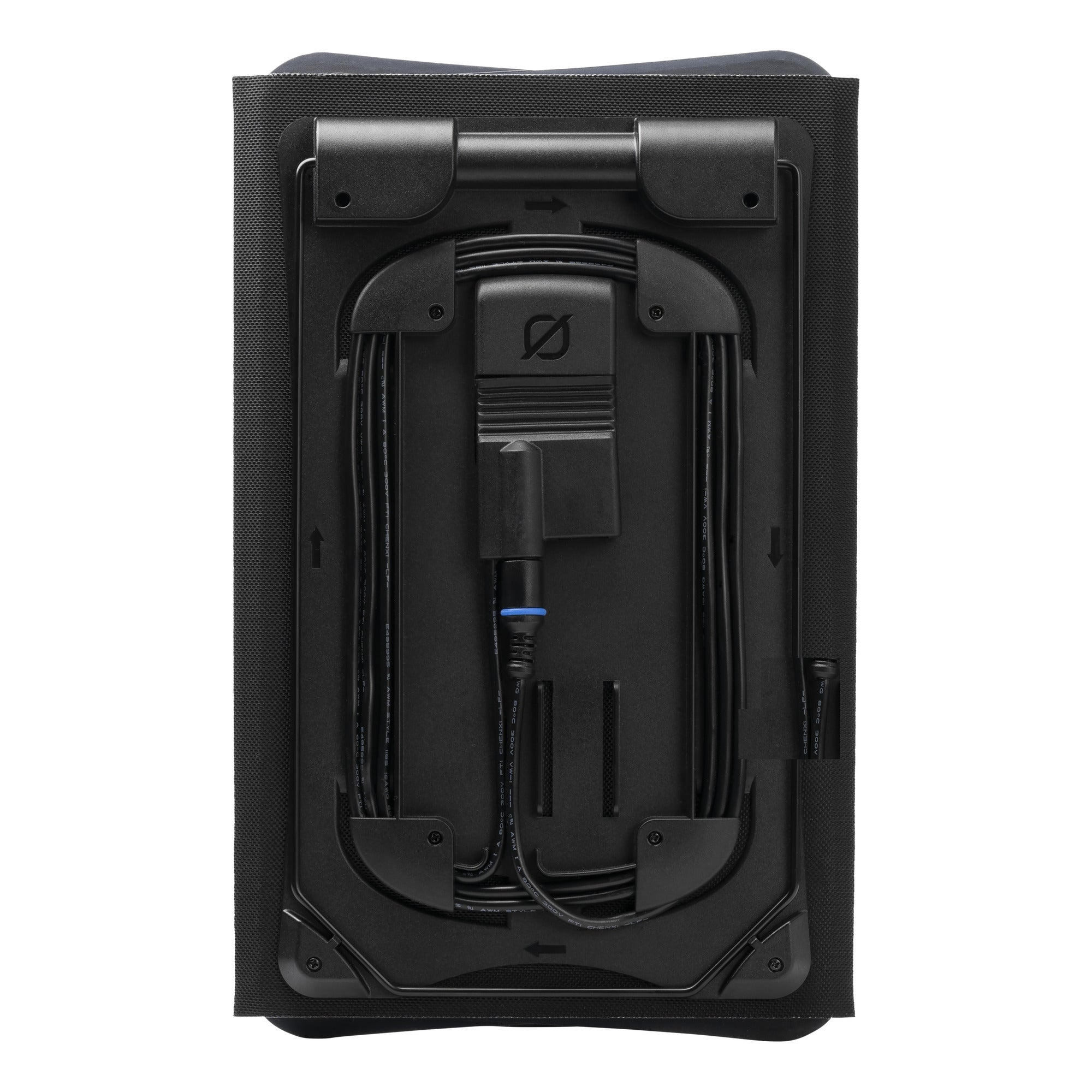 Outdoor Nomad 20 portable solar charger lying flat with USB and 8 mm cable visible.