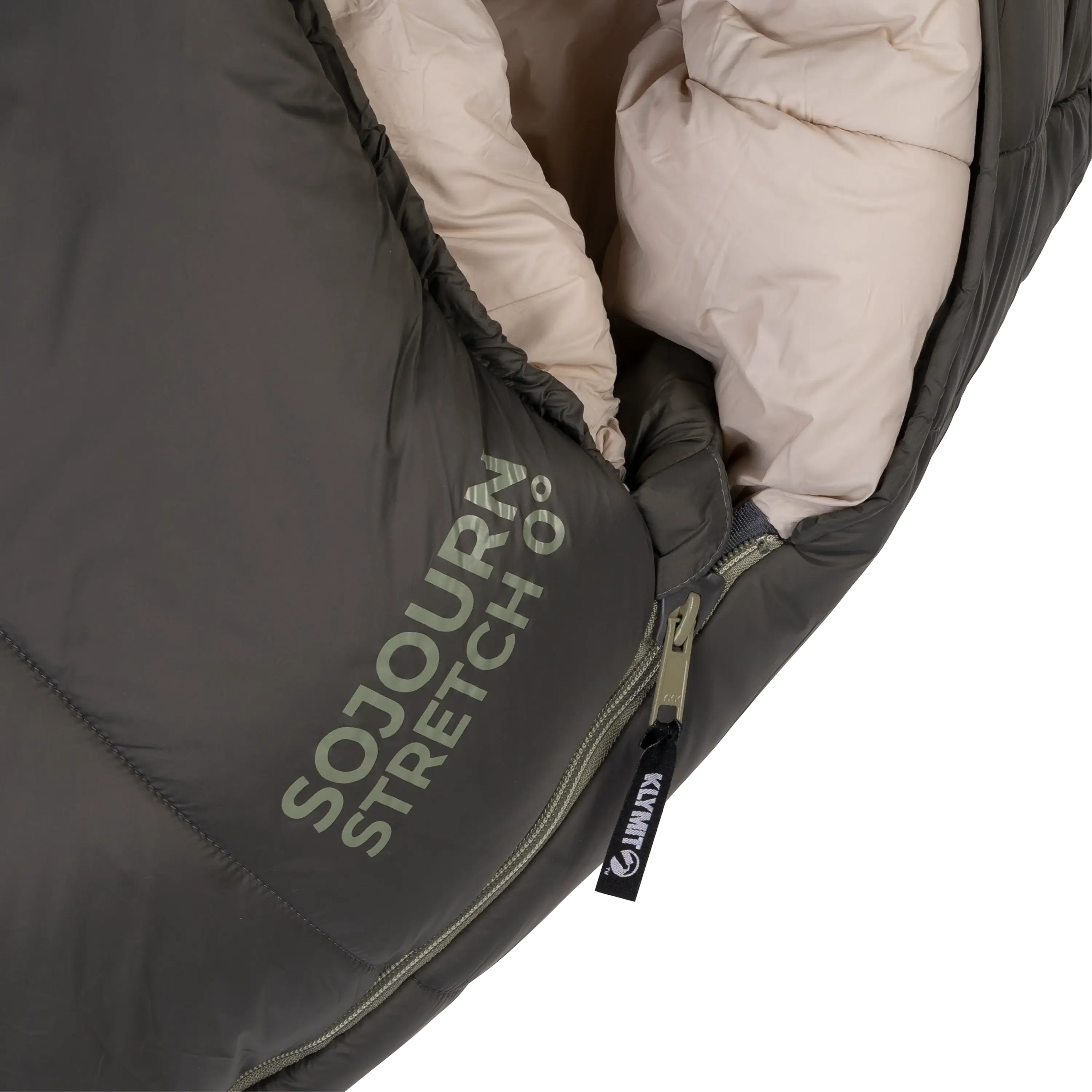 The sleeping bag’s insulated mummy hood with an adjustable drawcord and draft collar, designed to trap heat and prevent cold air from entering.