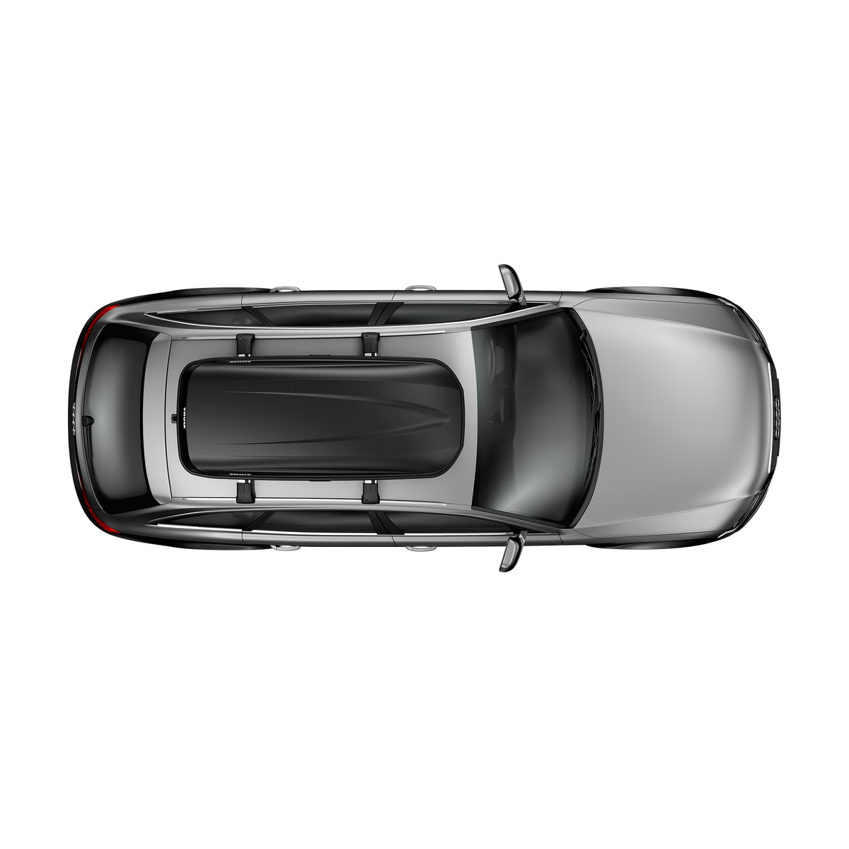 Top-down view of a car on a transparent background