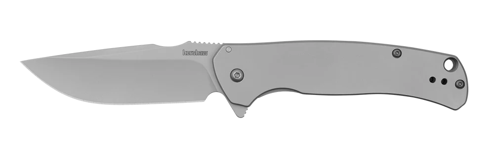 Kershaw Scour stainless steel folding pocket knife with assisted opening, 3.3-inch drop point blade, and deep-carry clip for everyday carry