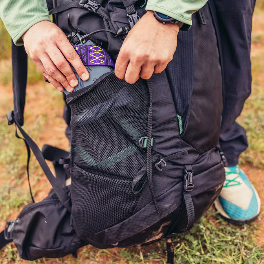 Heavy-duty Gregory hiking backpack designed for loads up to 50 lbs with stable frame support
