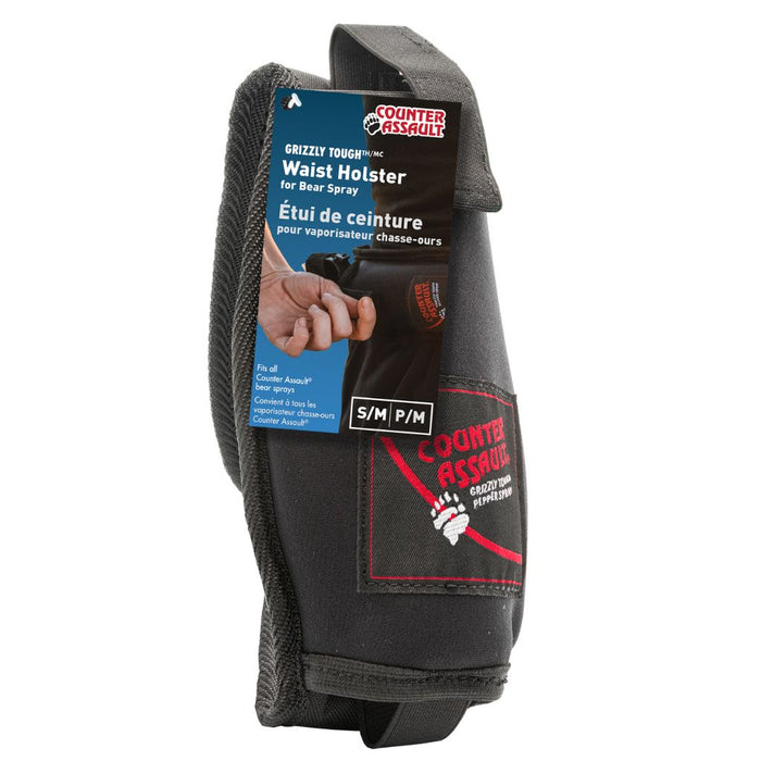 Waist holster holding a bear spray canister – Holster securely holding an 8.1 oz. or 10.2 oz. Counter Assault bear spray canister (sold separately).