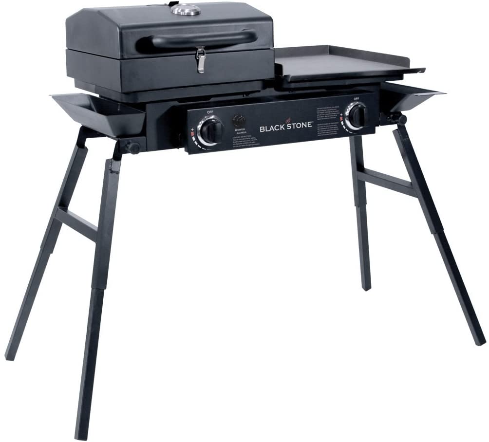 Blackstone Gas Tailgater Combo in Black – Portable grill and griddle combo for outdoor cooking.