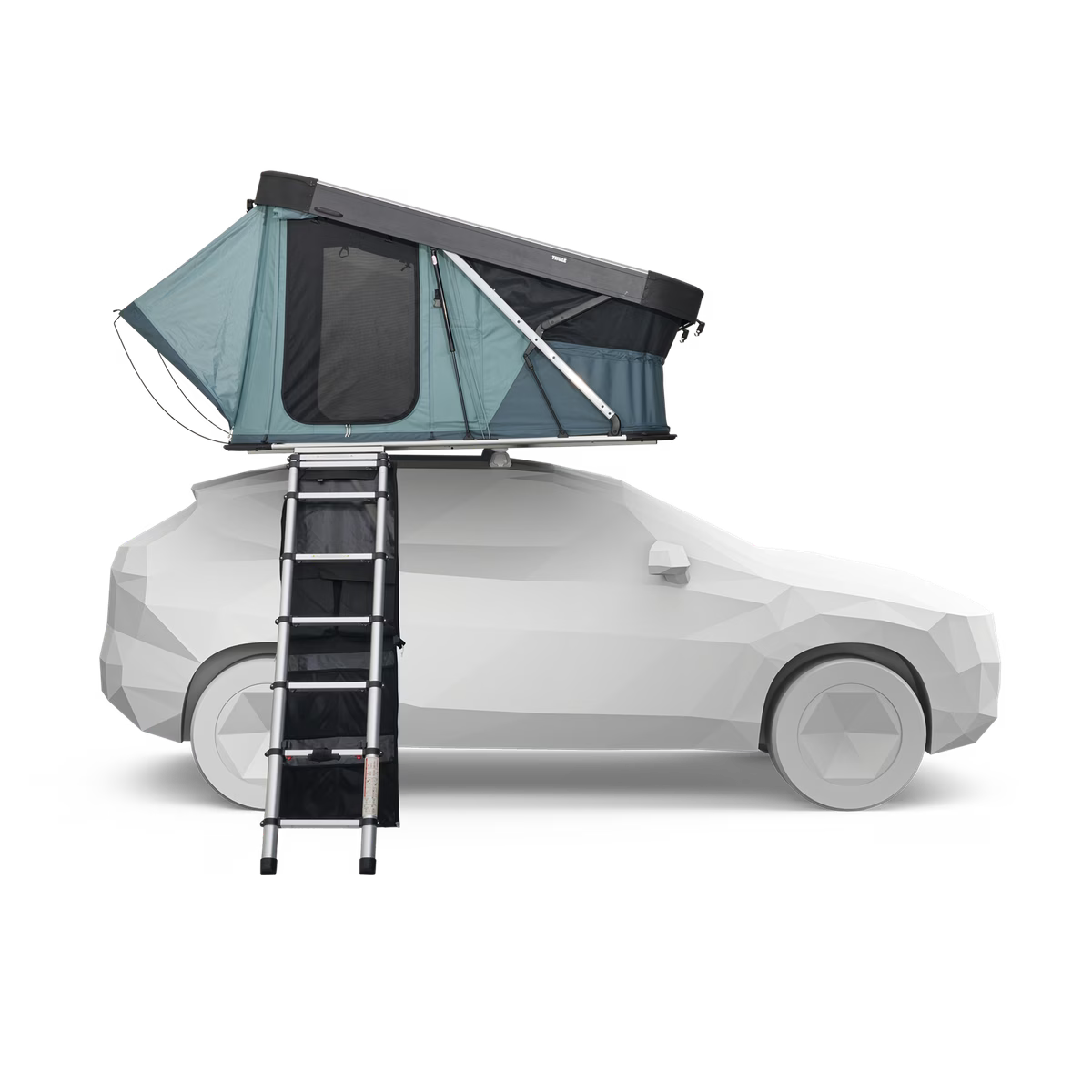 Thule Widesky rooftop tent mattress converted into sofa seating