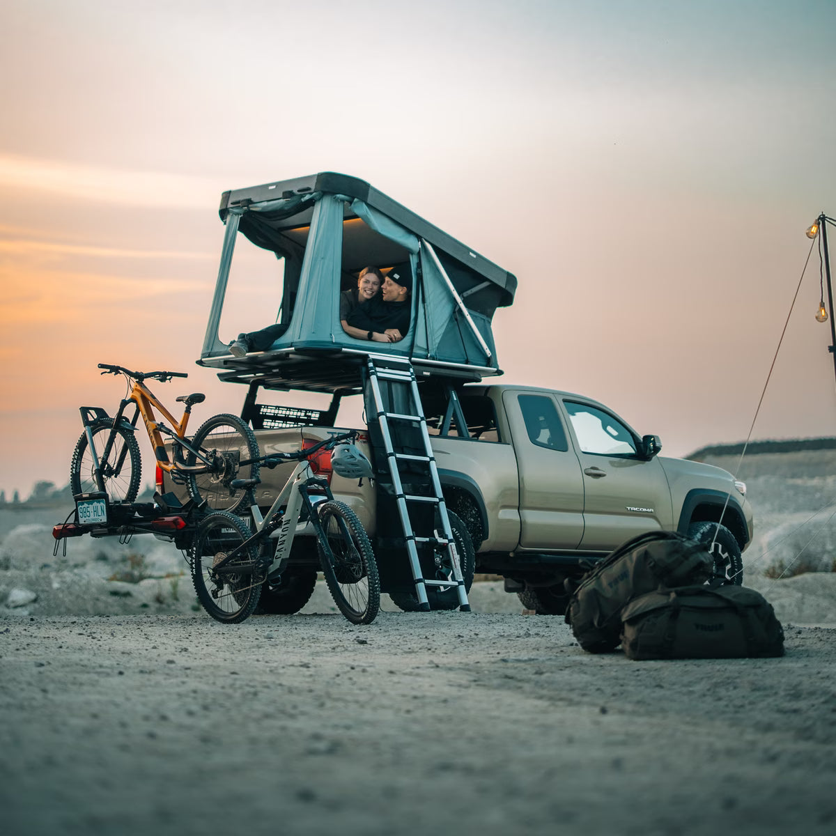 Thule Widesky car roof tent with ladder and panoramic window views
