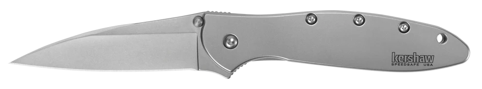 Kershaw Leek stainless steel folding knife with 3-inch drop point blade and bead-blasted finish