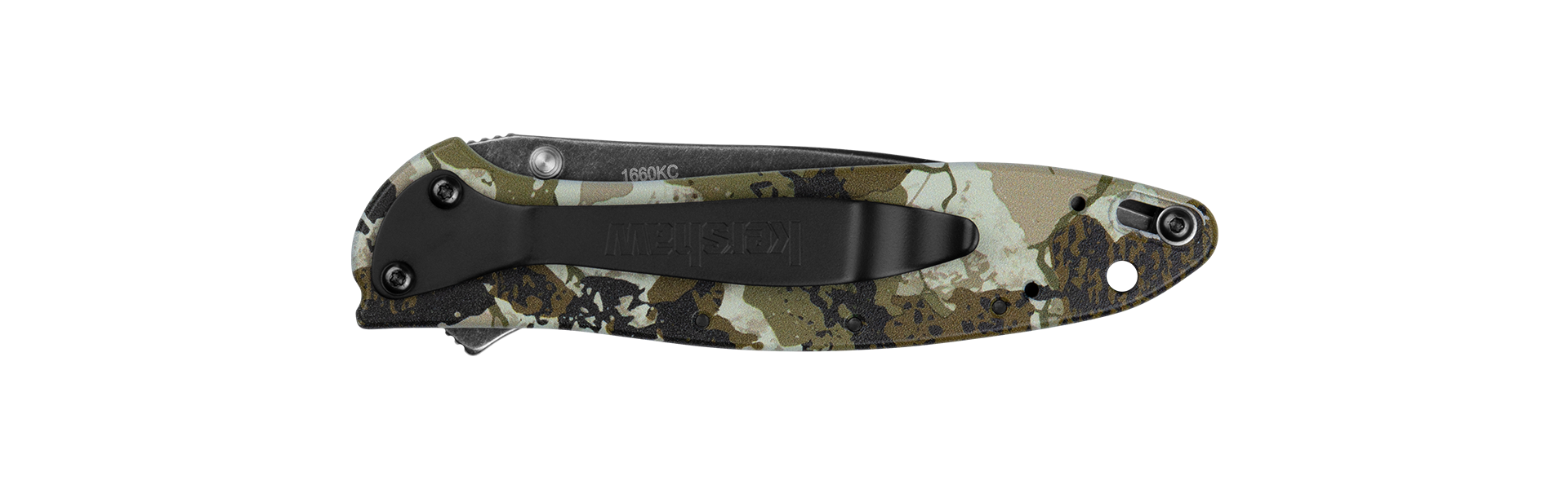 6061-T6 aluminum handle knife with XK7 camo CCI coating detail