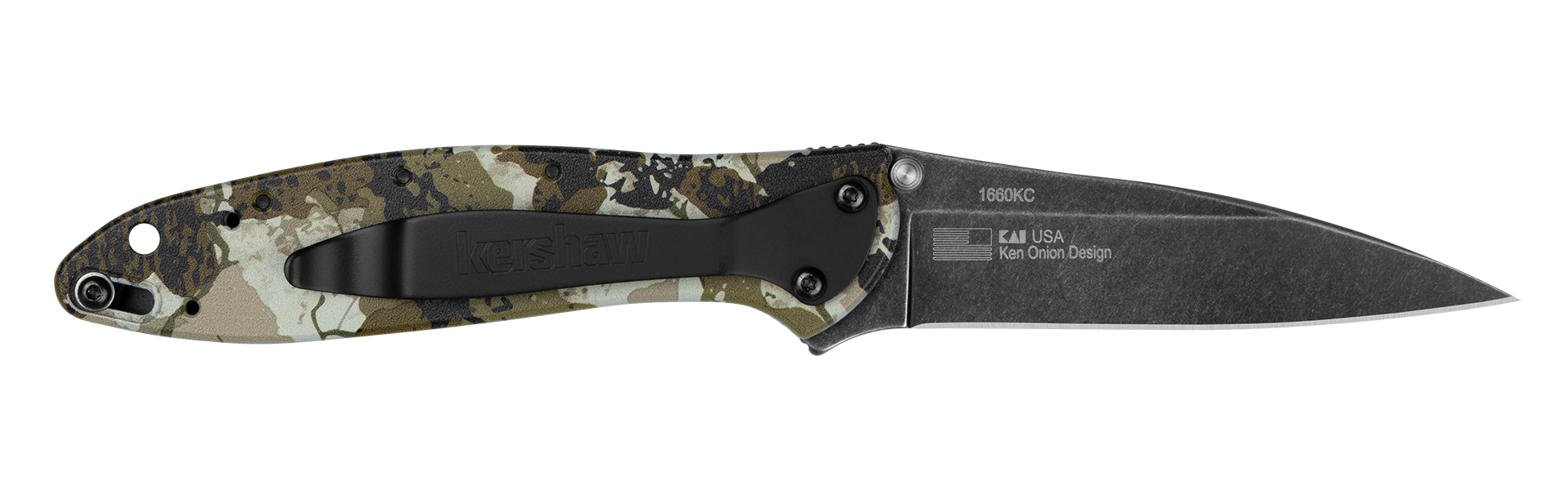 USA-made Kershaw Leek hunting knife with 14C28N stainless steel drop point blade