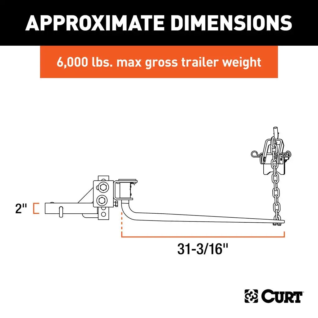 Durable round bar hitch for leveling trailers up to 6,000 lbs GTW.