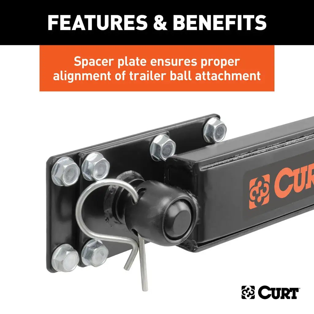 The durable carbide black powder coat finish of the CURT weight distribution hitch, ensuring long-lasting protection during towing.