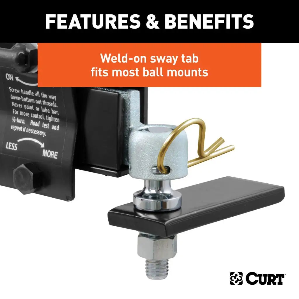 Brake pad-like material used in CURT sway bar for optimal resistance while allowing proper trailer turns