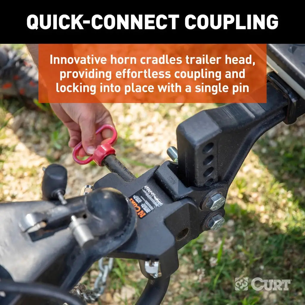 Snap-up brackets of CURT TruTrack hitch for secure spring bar mounting without extra tools