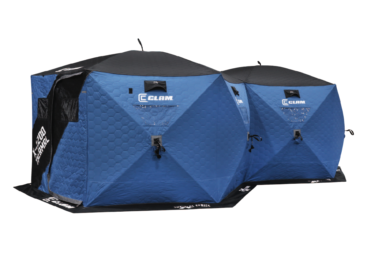Clam X-1200 Thermal Double Hub Ice Shelter with 900-denier fabric