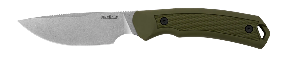Kershaw KE-1883 Kapsule knife with stonewashed spear point blade and black textured handle