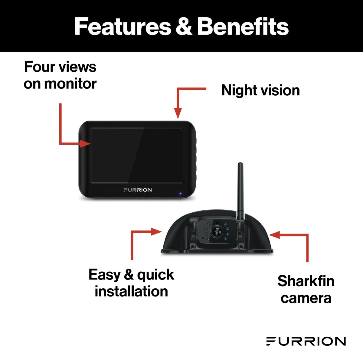 Furrion Vision S® RV Backup Camera System with 5" Monitor - Rear Sharkfin Camera #FOS05TASF