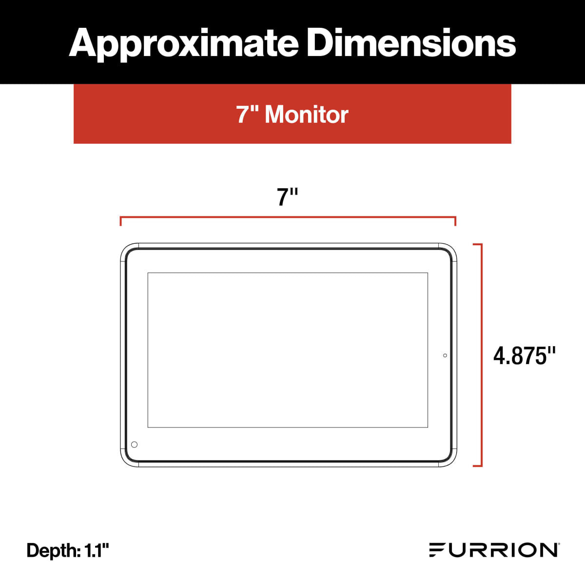 Furrion Vision S+ 7-inch touchscreen monitor displaying multiple camera angles for all-around visibility.