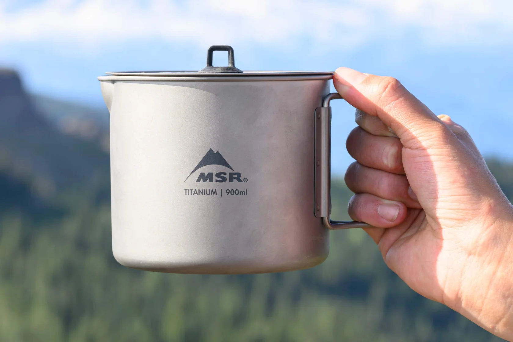 MSR Titan camping pot with PocketRocket stove