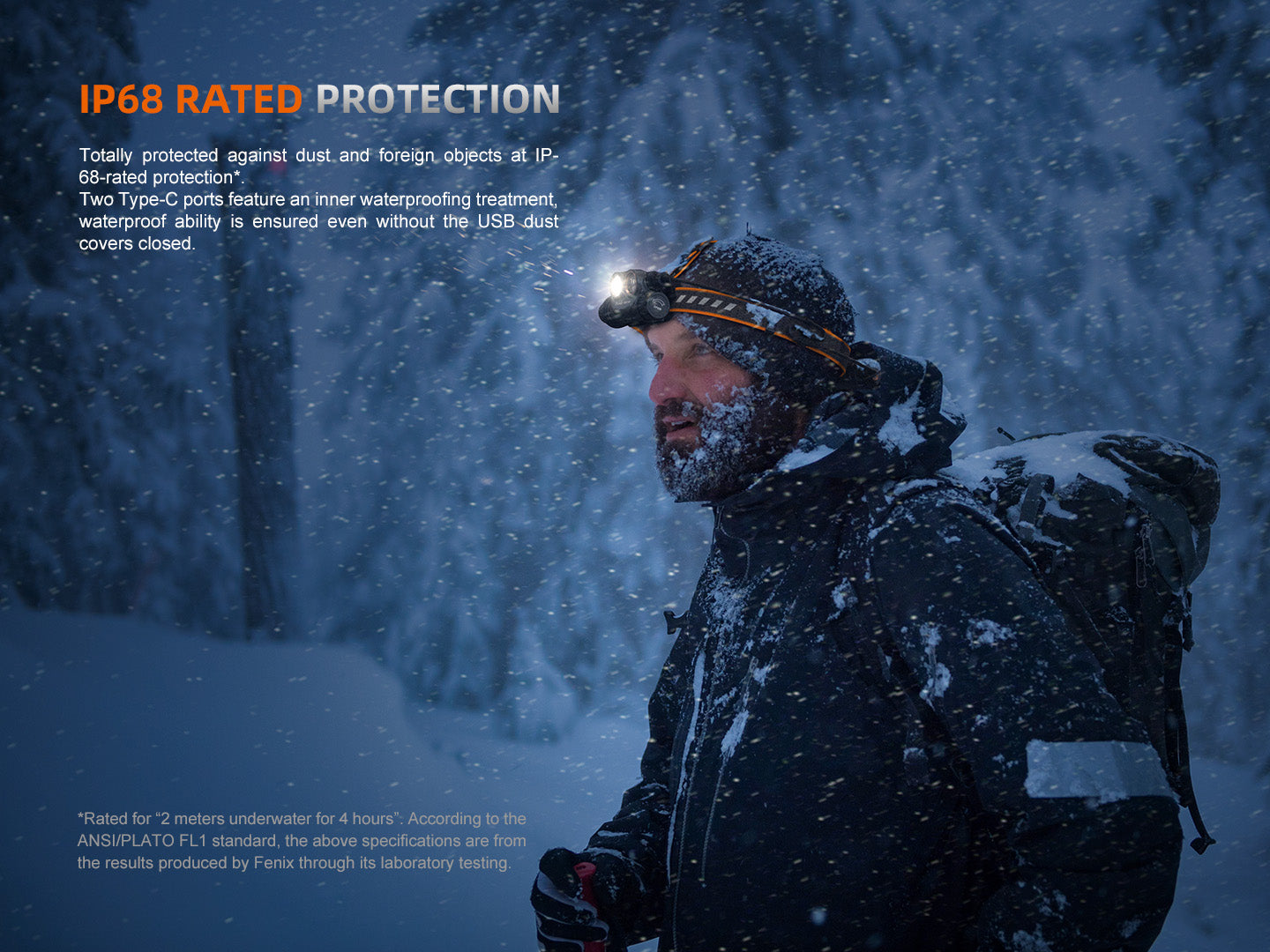 Fenix HM75R kit laid out: headlamp, 18650 and 21700 batteries, extension cable, two spare O-rings, and battery case