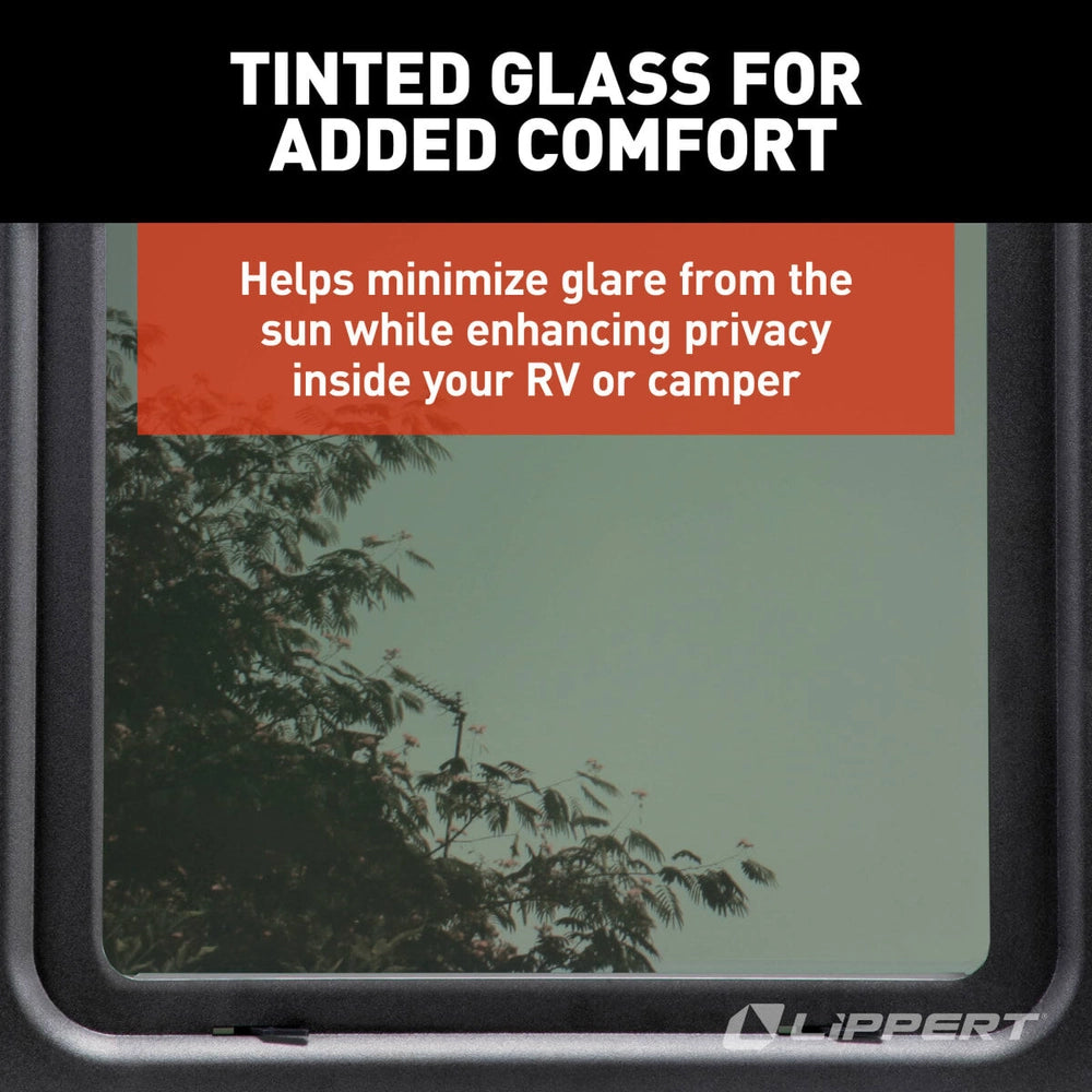 Cord-free RV window blind integrated into entry door frame