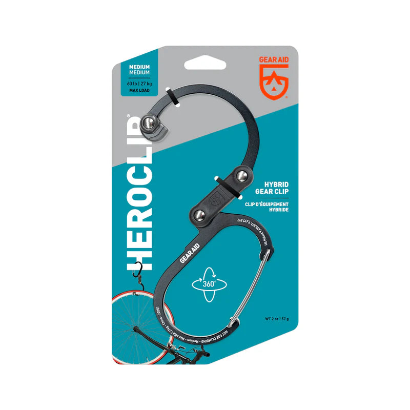 360-degree rotating gear clip with folding hook and rubber grip tip
