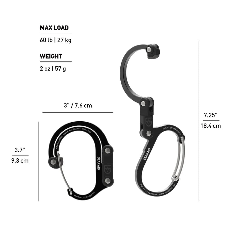 Heroclip Medium hanging gear clip for camping, hiking, and travel organization