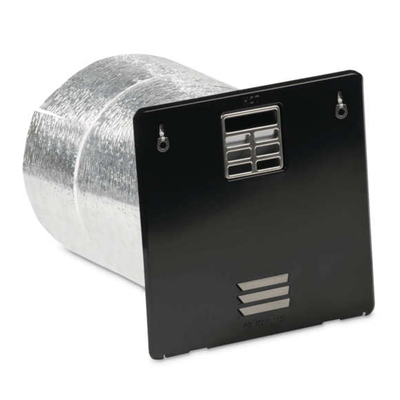Replacement black water heater access door with dual latch design for 6-gallon units
