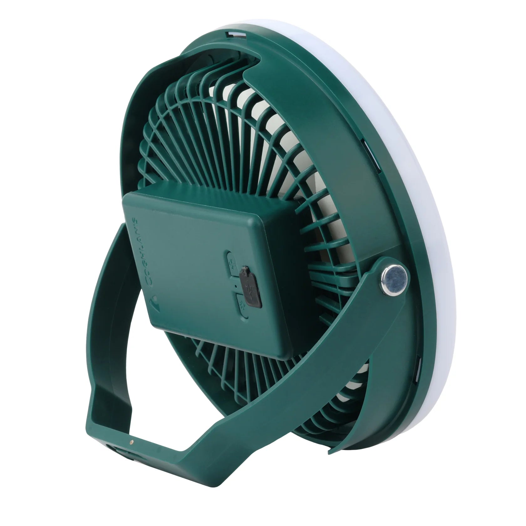 Compact camping fan with brushless motor and USB-C charging